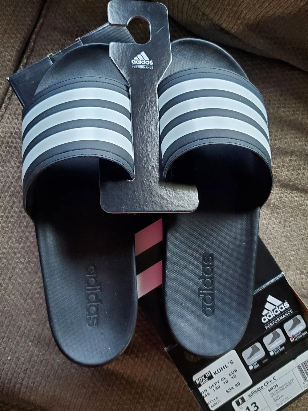 adidas  Cloud Foam Plus Black and White Slide Sandals